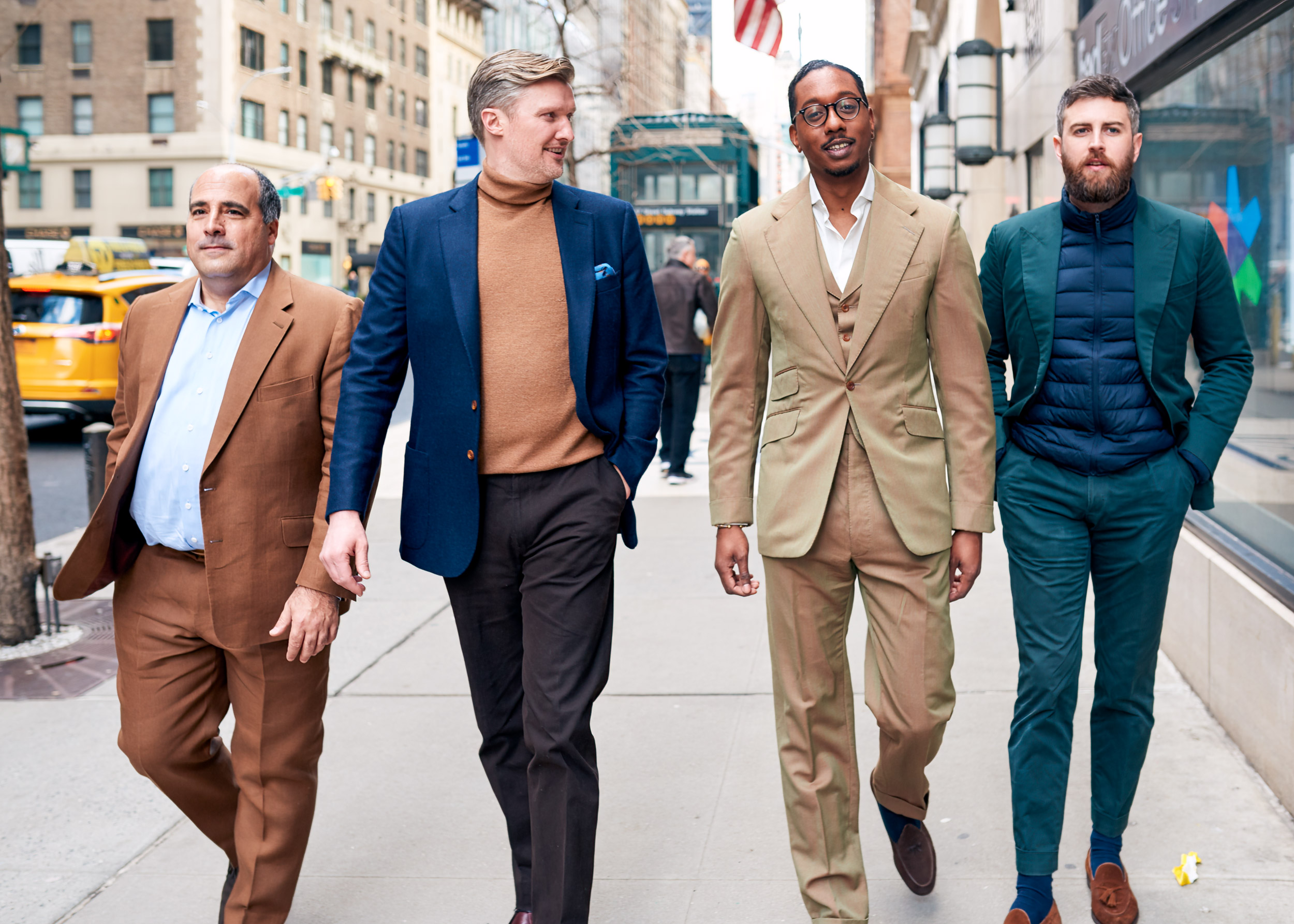 THE LADS FROM CAD AND THE DANDY  STRUT DOW THE STREET IN THEIR TAILORED OUTFITS IN NEW YORK CITY