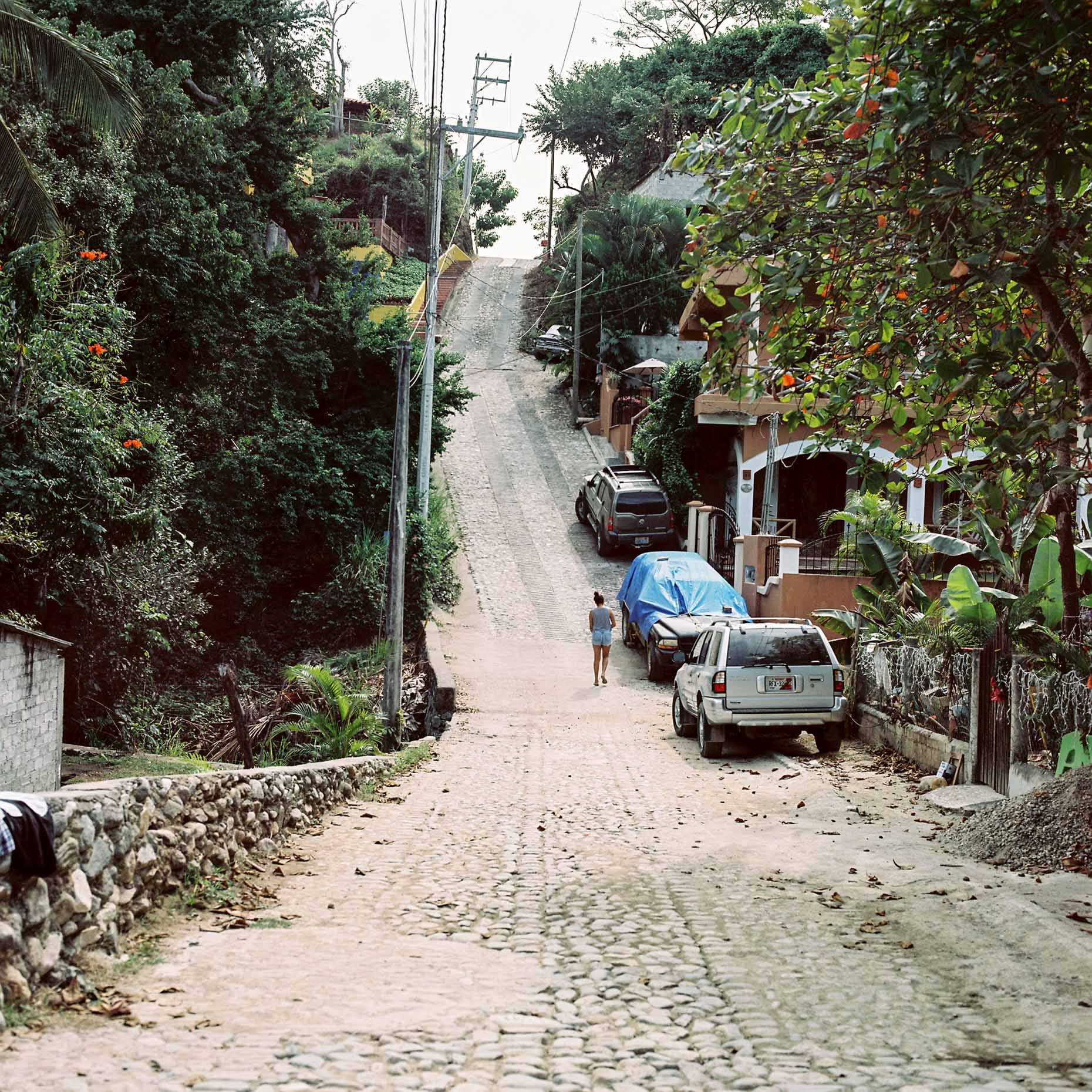 A street in Sayulita Nayarit. Mecico. A sleepy surf town popular with tourists and surfers. 